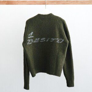 NWT Paloma Wool 1 Besito Intarsia Crewneck Alpaca Khaki Sweater Size XS
